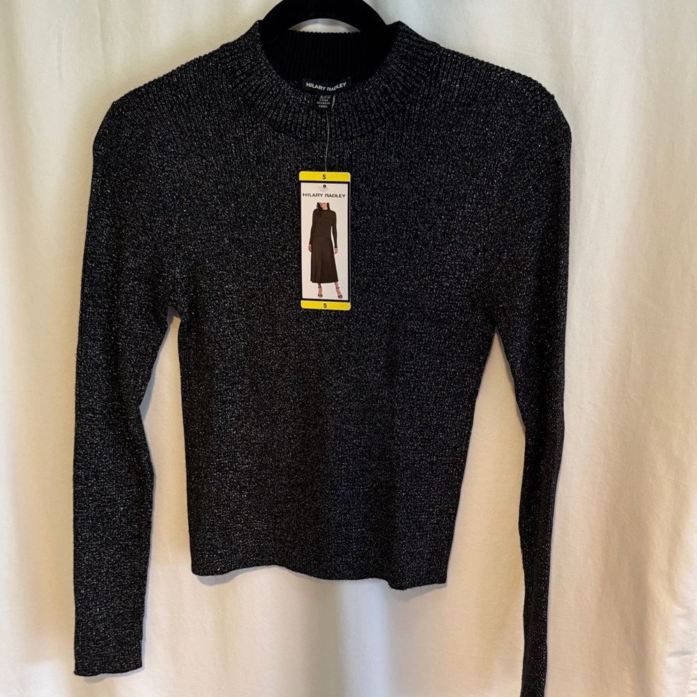 Hilary Radley Shimmering Black Long Sleeve Top